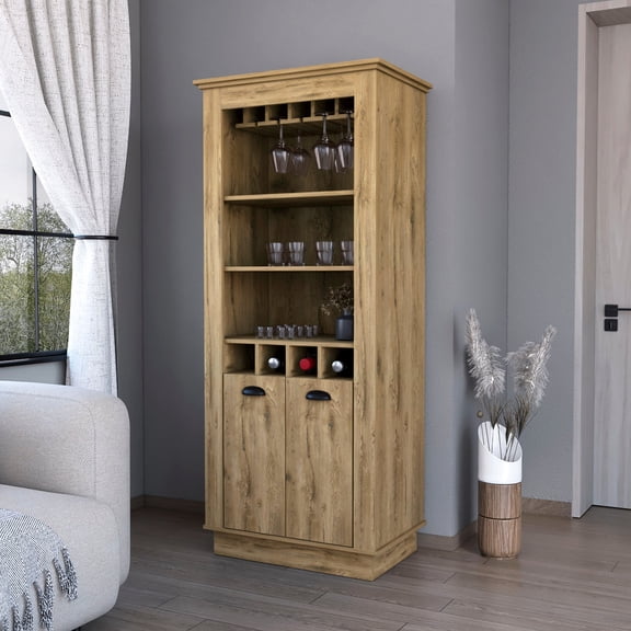 Functional Wine Rack Cabinet | Use in Primary Living Space | Macadamia Wood Construction | Sorts Out Bar Supplies