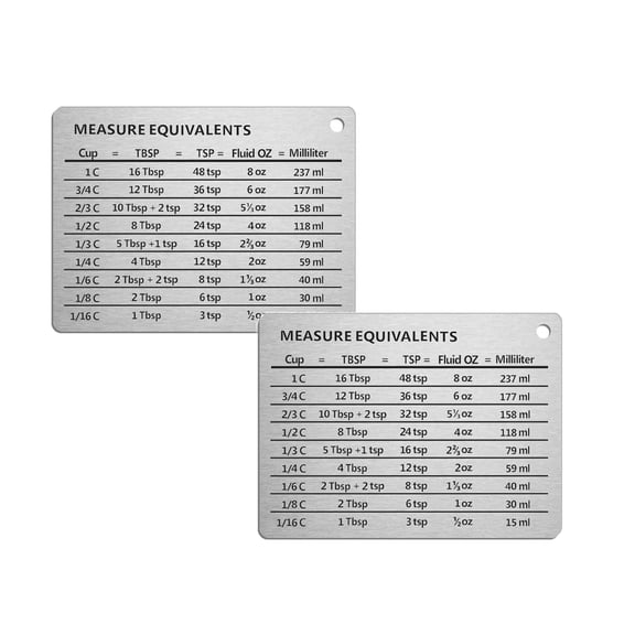 Functional and Creative Stainless Steel Fridge : Your Go To Unit Conversion Chart for Daily Household Needs 2PCS, 11 cmÃ8.5 cm, Silver 2 Packs