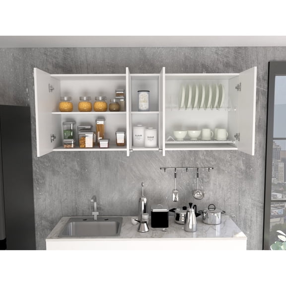 Functional double door cabinet/For home kitchen use/Comes with open shelves