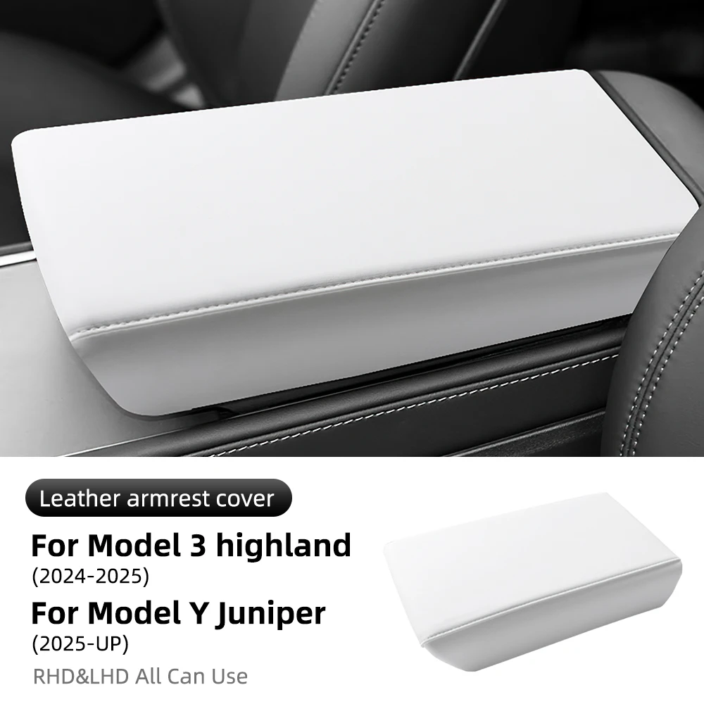 Funda Protectora de ABS para Reposabrazos de Cuero para Tesla Model Y Juniper 2025 2026 2027, Model 3 2017-2023, Highland 2024.