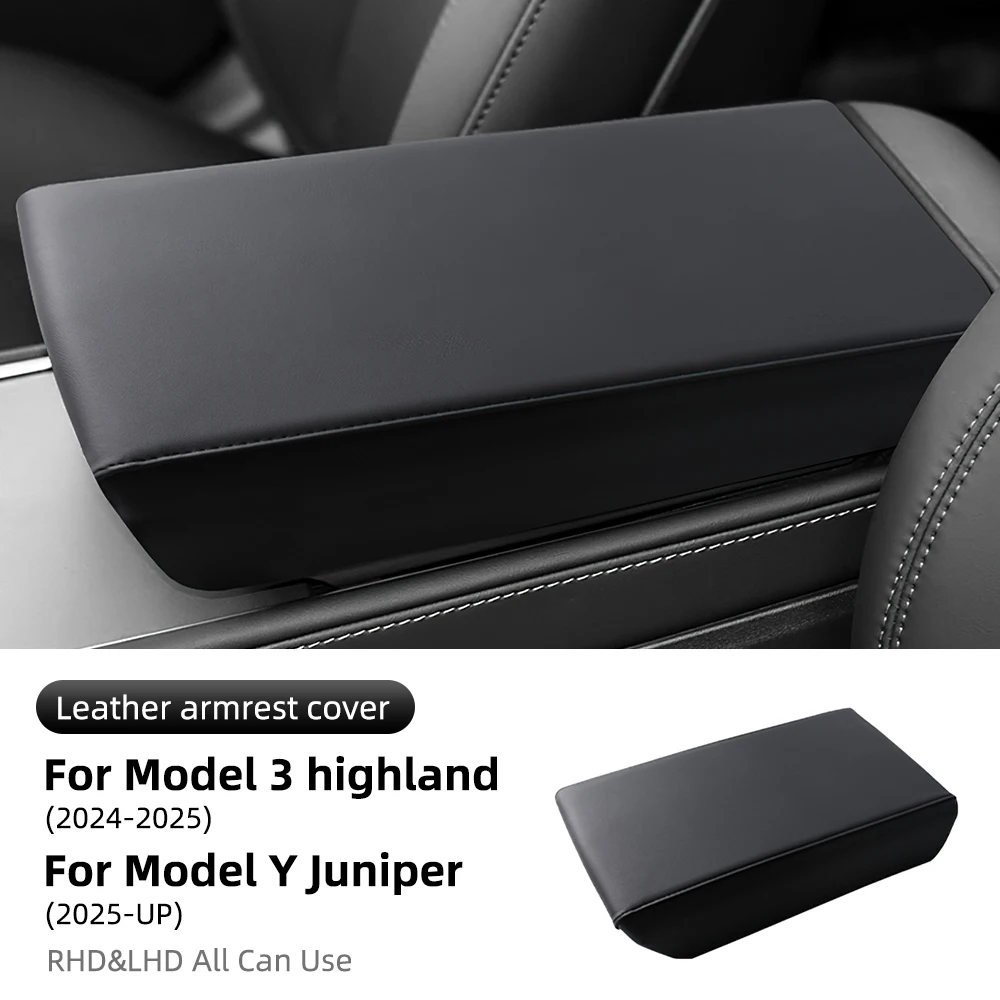 Funda Protectora de ABS para Reposabrazos de Cuero para Tesla Model Y Juniper 2025 2026 2027, Model 3 2017-2023, Highland 2024.