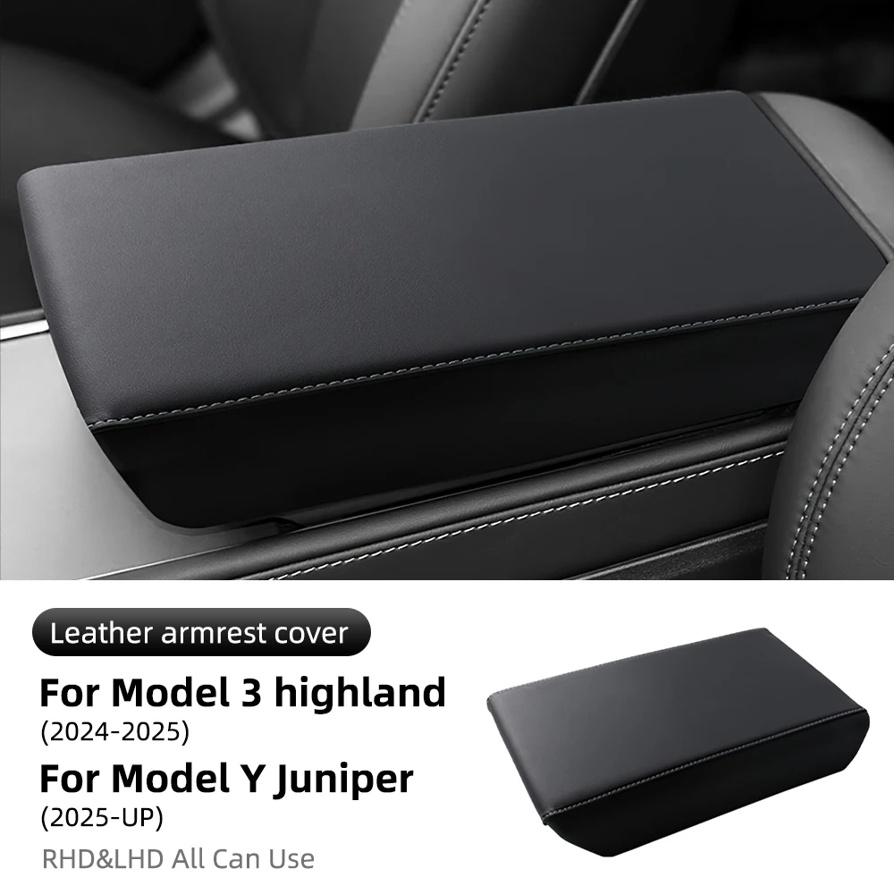 Funda Protectora de ABS para Reposabrazos de Cuero para Tesla Model Y Juniper 2025 2026 2027, Model 3 2017-2023, Highland 2024.