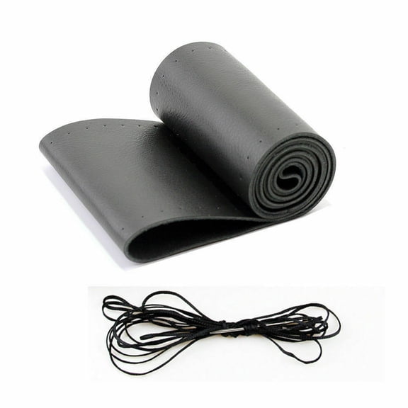 Funda para volante de coche DIY de cuero genuino antideslizante para 15 "/38 cm