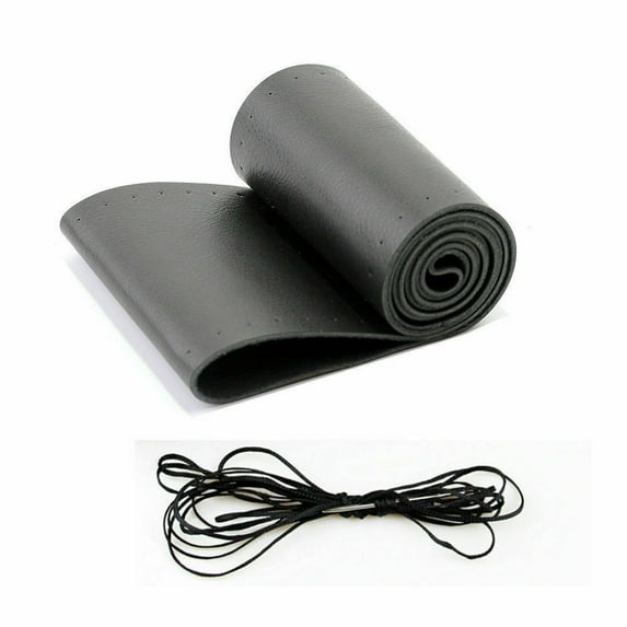 Funda para volante de coche DIY de cuero genuino antideslizante para 15 "/38 cm