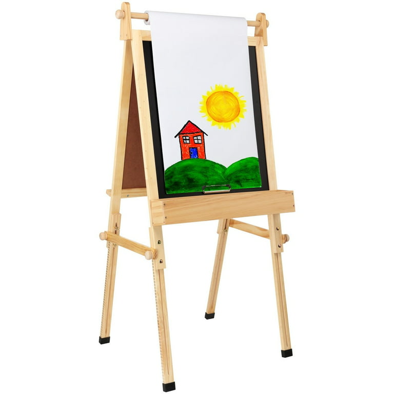 Kids Art Easel with Paper Roll, Dry Erase & Chalk Board Fundamentals 36.5-  51