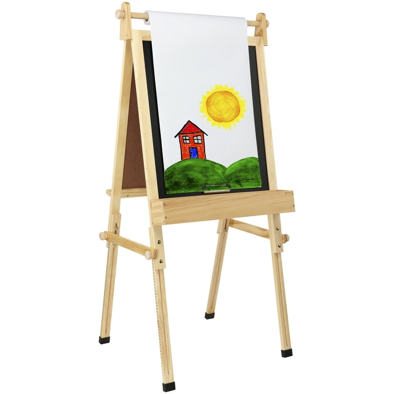 Fundamentals Kids Art Easel 3 in 1 Multipurpose Wooden Art Easel, Chalk Board 