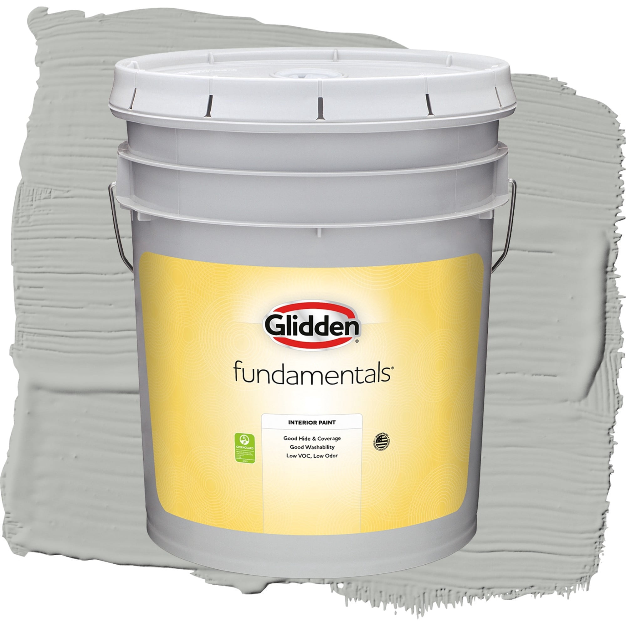 Glidden Fundamentals Gray Stone Semi Gloss Interior Paint and Primer, 5 Gallons