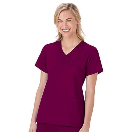 Fundamentals Ladies Mock Wrap Top, Wine, 2X
