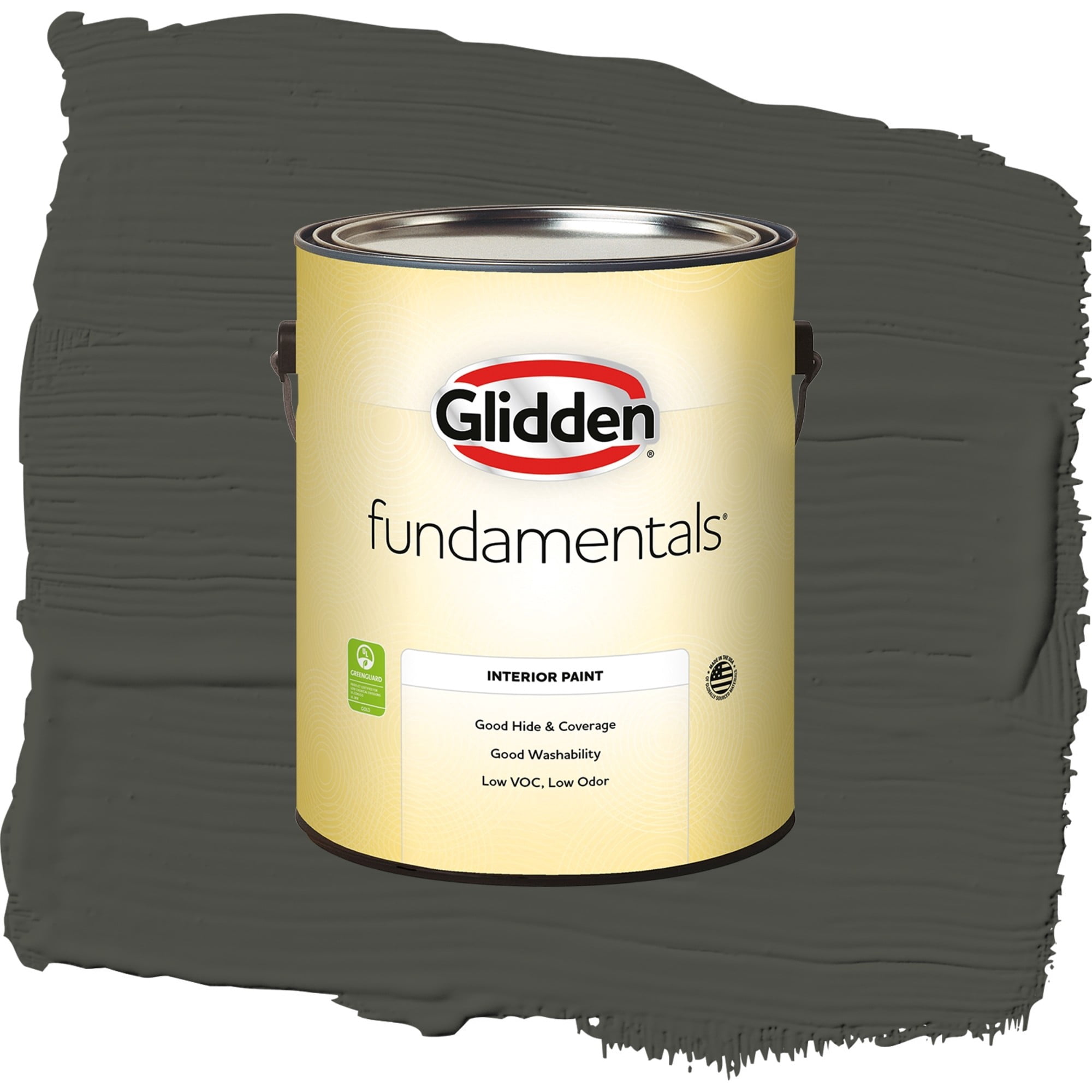Glidden Fundamentals Licorice Semi Gloss Interior Paint and Primer, 1 Gallon