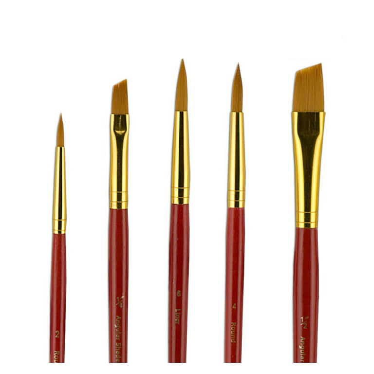 Fundamentals Paint Brush Set Short Handled For Decorative Arts, Watercolor,  Acrylic, Oils, Set Of 5 Medium Paint Brushes - Set No. 12