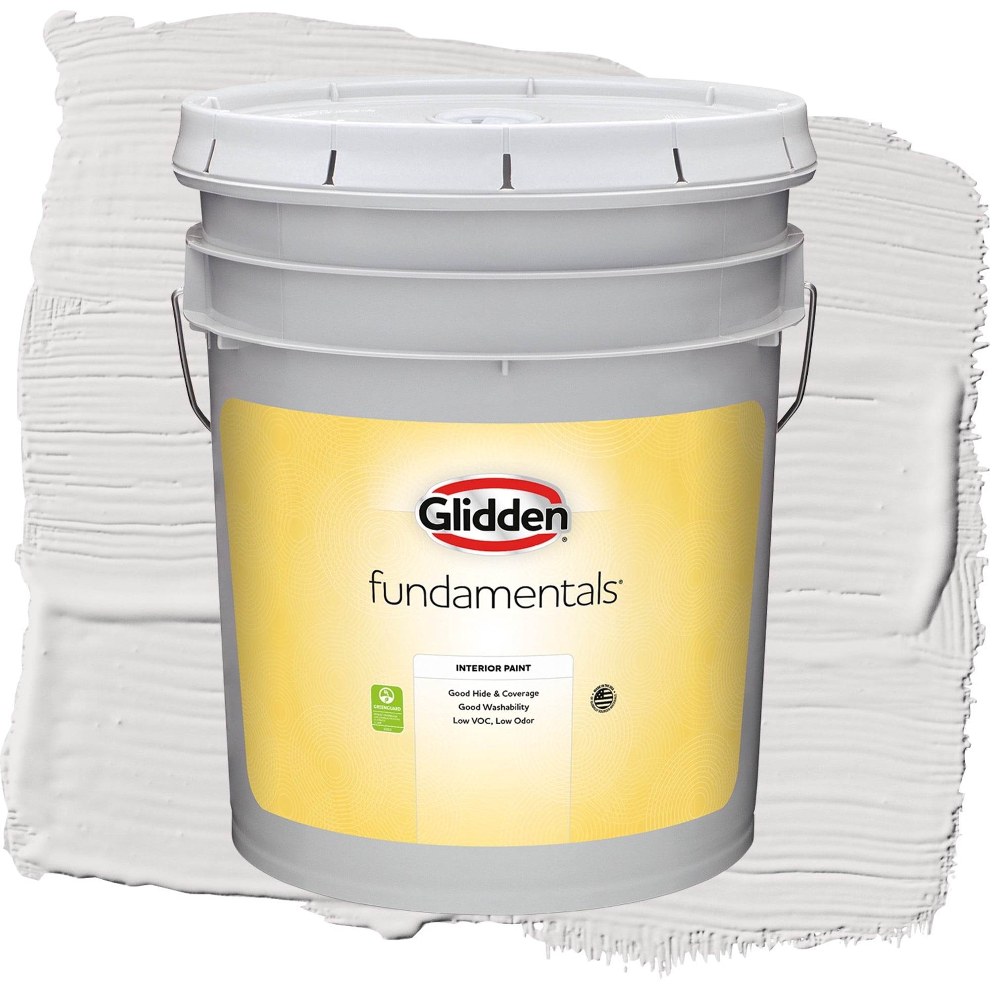 Glidden Fundamentals Silver Screen Semi Gloss Interior Paint and Primer, 5 Gallons