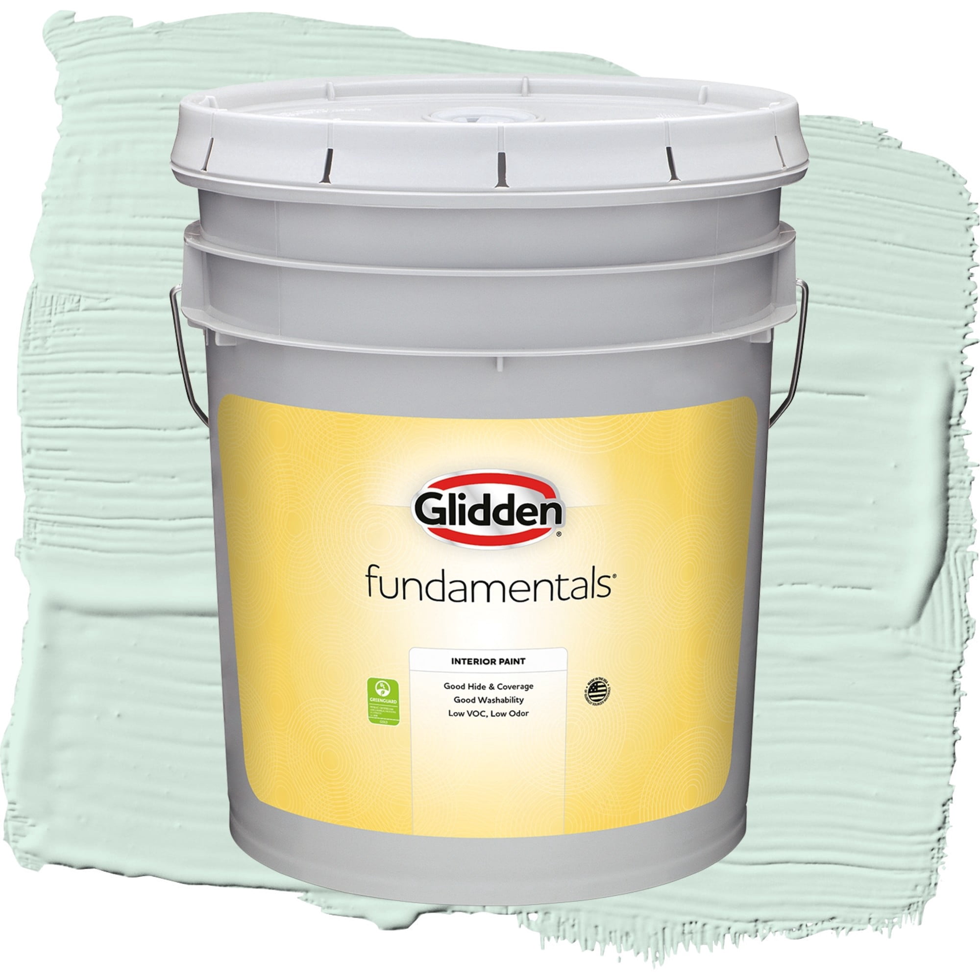 Glidden Fundamentals Summer Breeze Semi Gloss Interior Paint and Primer, 5 Gallons