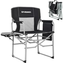 Fundango Camping Chairs Heavy Duty Director Chair Folding Outdoor Chairs For Adults Black/Grey