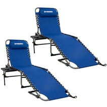 Fundango Folding Chaise Lounge Adjustable Beach Lounge Chair Lawn Chair for Adult(Blue,2Pack)