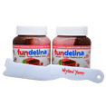 thumbnail image 1 of Fundelina Chocolate-Hazelnut & Strawberry Spread  2 PK with 1 Spreader Plastic Knife and Jar Scraper Bundle, 1 of 5