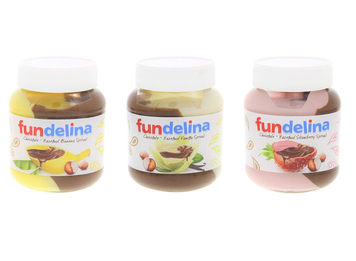 Fundelina Hazelnut Spread Variety Pack - Chocolate Hazelnut Banana, Vanilla, and Strawberry Spread