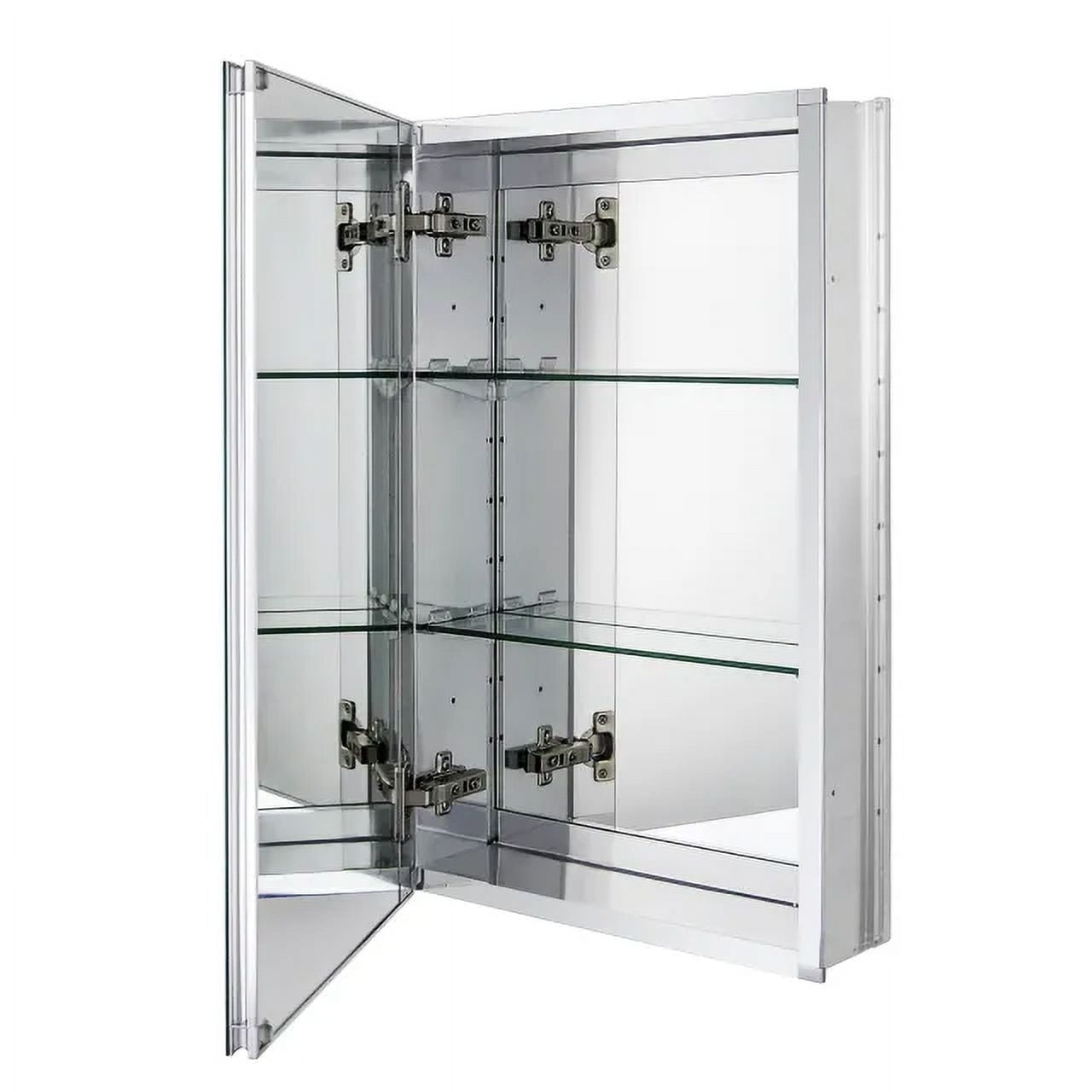 Fundin Silver Aluminum Medicine Cabinet with Double Sided Mirror Door, 15 x 24 Inch