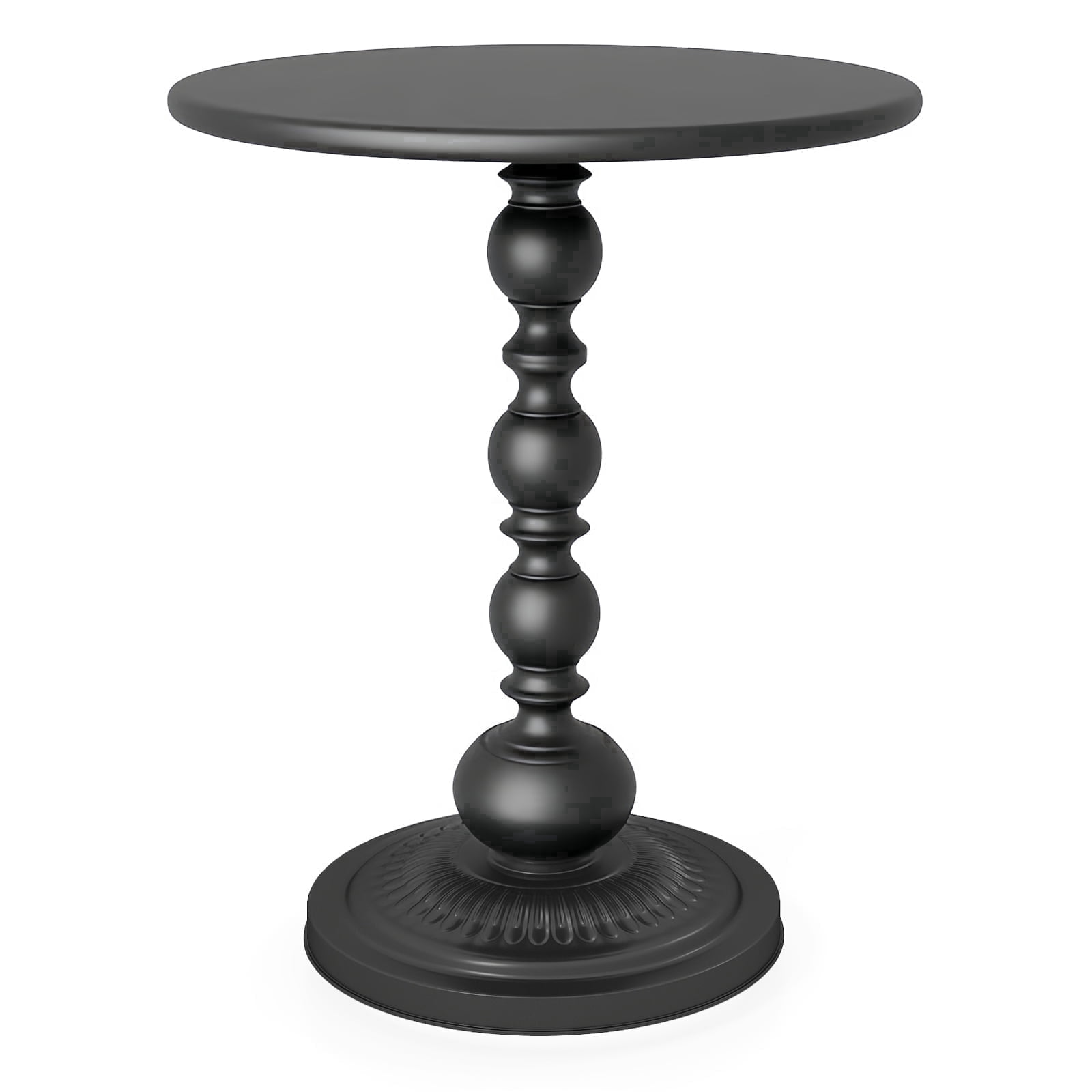 Funecy Metal Small End Table,Vintage Matte Black Round Side Table Nightstand for Bedside,Small Accent Pedestal Table for Living Room