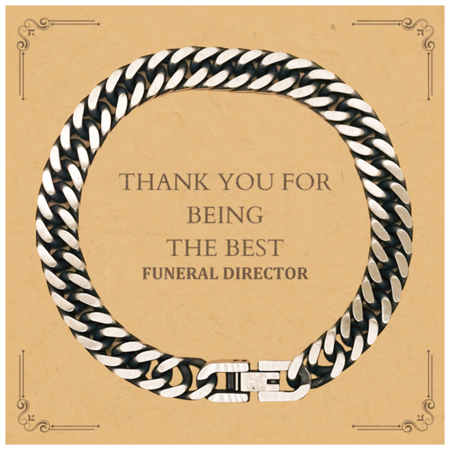 Funeral Director Engraved Cuban Link Chain Bracelet Thank You for