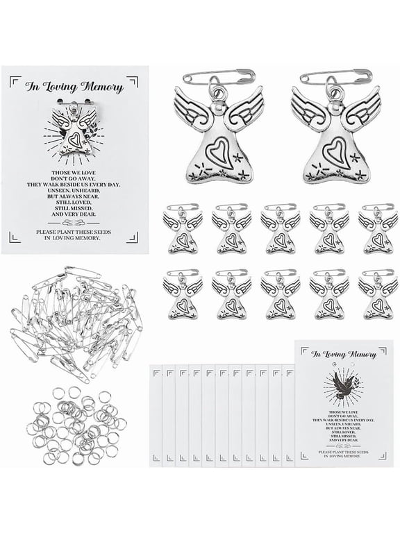 Funeral Favors Includng Funeral Pins Funeral Memorial Heart Charm and Funeral Memorial Cards for Guests Celebration of Life Favors Mixed Color
