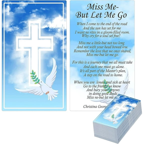 Funeral Memorial Prayer Cards 2.5x4.2inch Celebration of Life Memorial Cards Cross and Dove Theme Prayer Cards 100Pcs