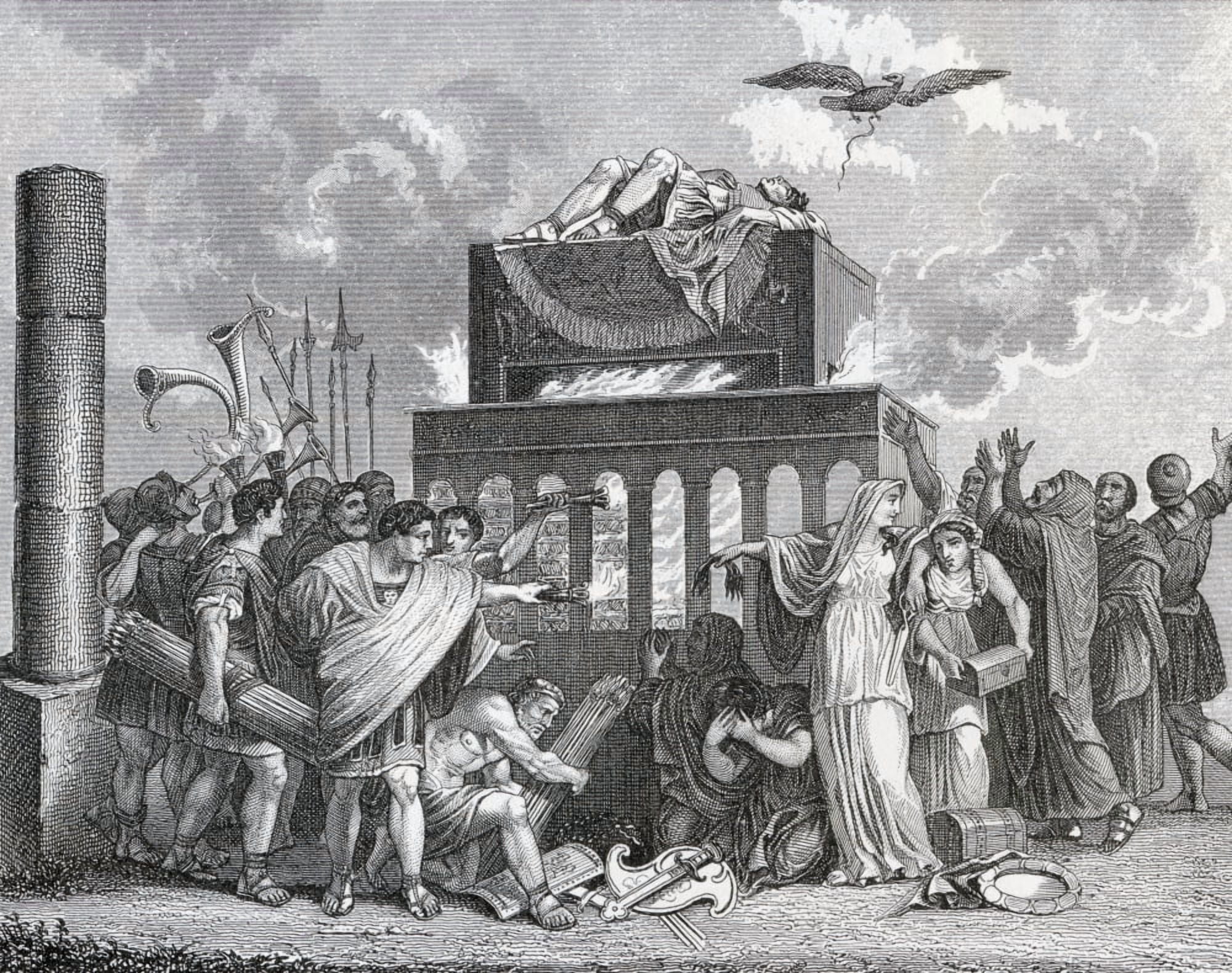 Funeral Of An Emperor In Ancient Rome From A 19Th Century Engraving Canvas Art - Ken Welsh Design Pics (16 x 13)