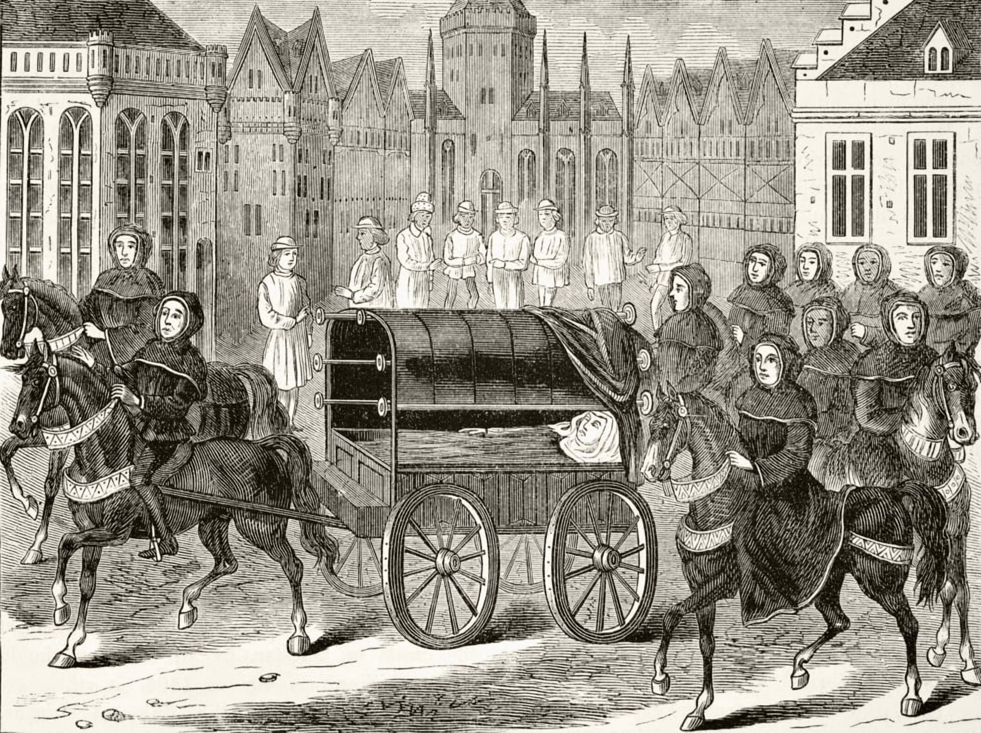 Funeral Procession Of King Richard Ii Of England 1400 From The National And Domestic History Of England By William Aubrey Published London Circa 1890 Canvas Art - Ken Welsh Design Pics (34 x 24)