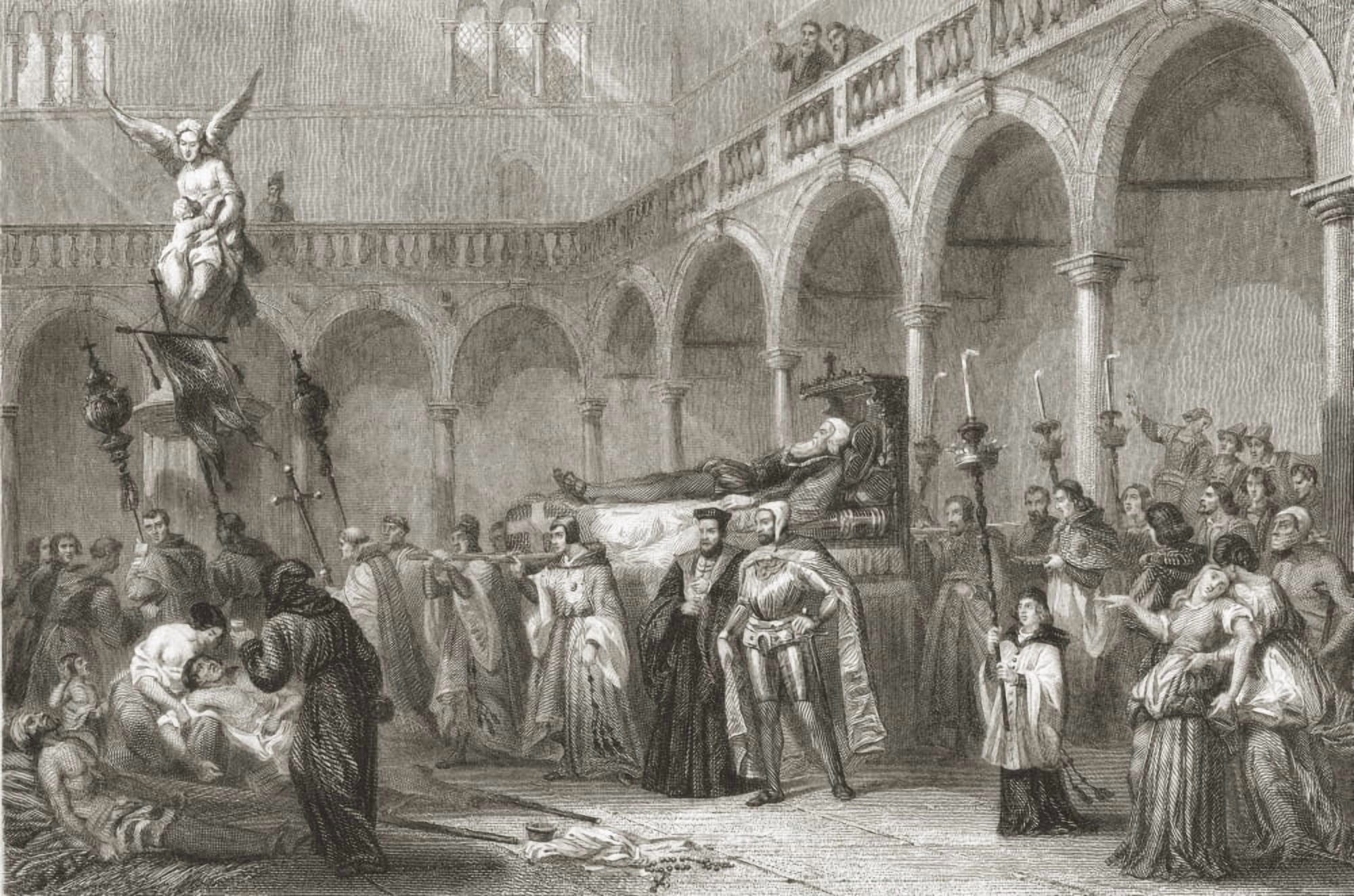Funeral Of Titian 1576 Italian Painter 148890 -1576 19Th Century Print Engraved By Doherty From A Drawing By Rouargue Canvas Art - Ken Welsh Design Pics (36 x 24)