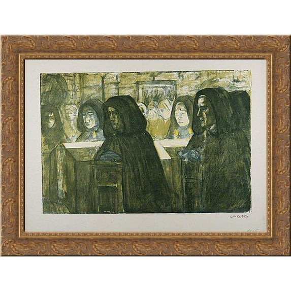 Funeral in Brittany 24x18 Gold Ornate Wood Framed Canvas Art by Charles Cottet