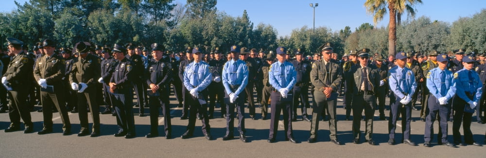 Funeral service for police officer Pleasanton California Canvas Art - Panoramic Images (36 x 12)