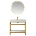 thumbnail image 1 of Funes 36" Single Sink Bathroom Vanity in Brushed Gold Frame White Top w/ Mirror, 1 of 8