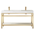 thumbnail image 1 of Funes 60" Double Sink Bathroom Vanity in Brushed Gold Frame White Top No Mirror, 1 of 8
