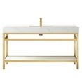 thumbnail image 1 of Funes 60" Single Sink Bathroom Vanity in Brushed Gold Frame White Top No Mirror, 1 of 8