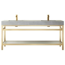 Funes 72" Double Sink Bathroom Vanity in Brushed Gold Frame Gray Top No Mirror