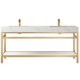 thumbnail image 1 of Funes 72" Double Sink Bathroom Vanity in Brushed Gold Frame White Top No Mirror, 1 of 8