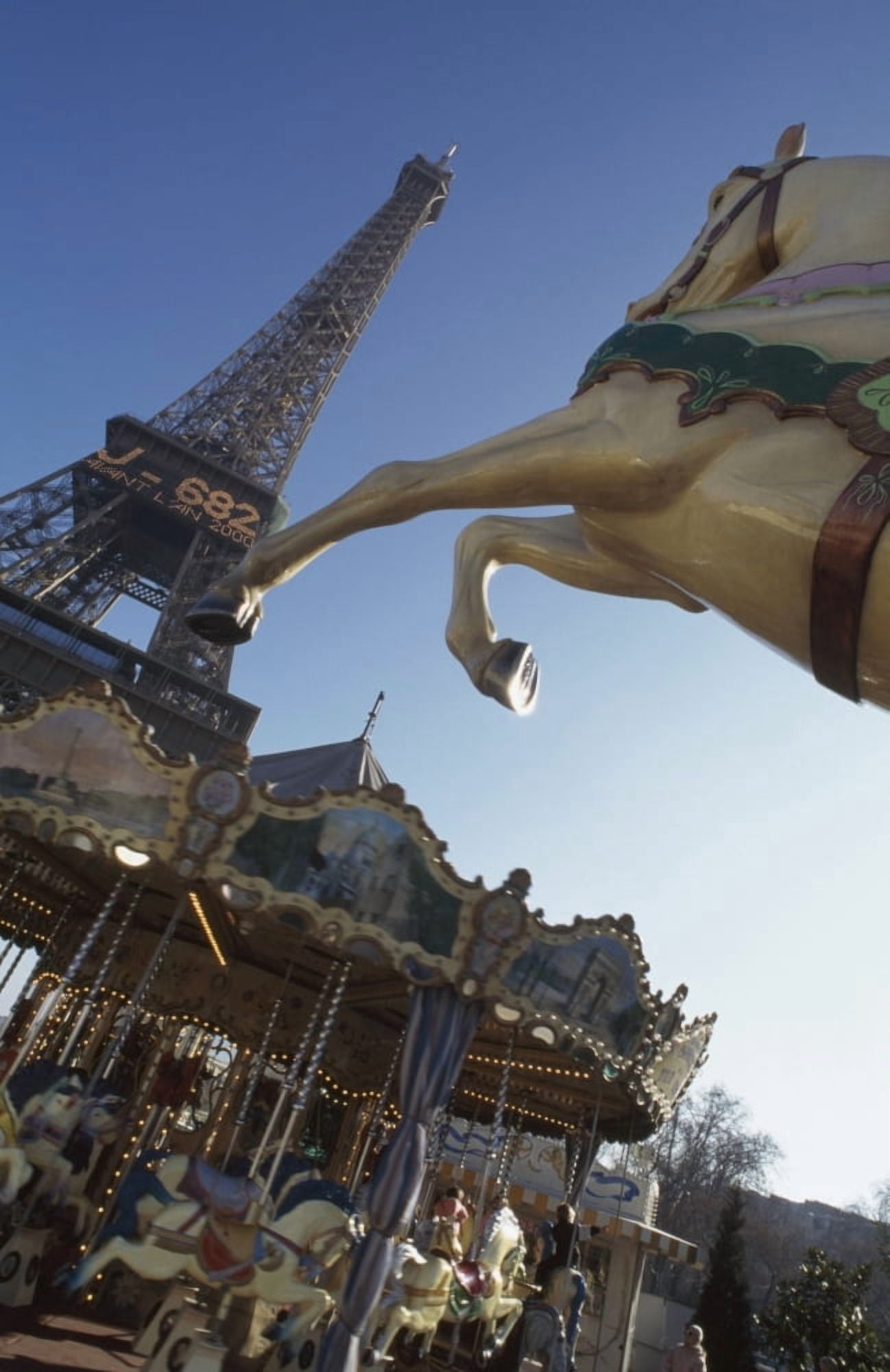 Funfair Near Eiffel Tower Canvas Art - Steve Benbow Design Pics (24 x 38)