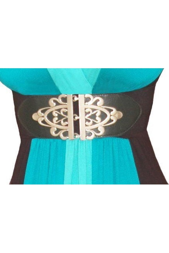 Plus Size Cinch Belt Brushed Silver Buckle Stretch Elastic Belt