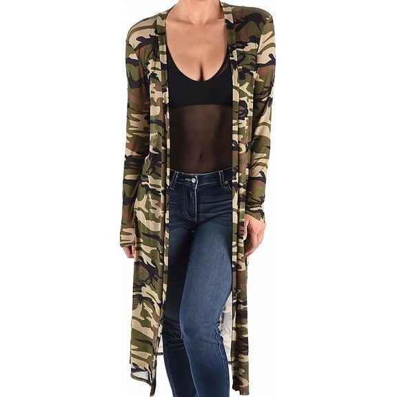 Funfash Plus Size Women Camo Green Mesh Kimono Long Duster Cardigan Made in USA