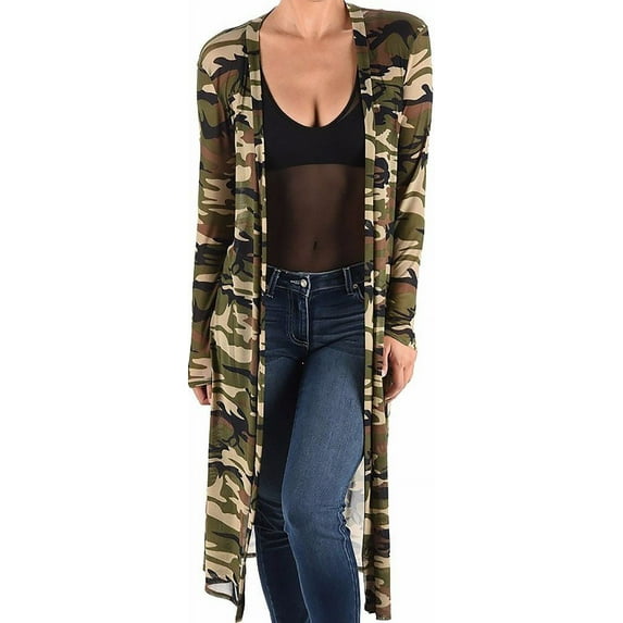 Funfash Women Army Green Mesh Kimono Duster Cardigan Coat Jacket Made in USA L Large