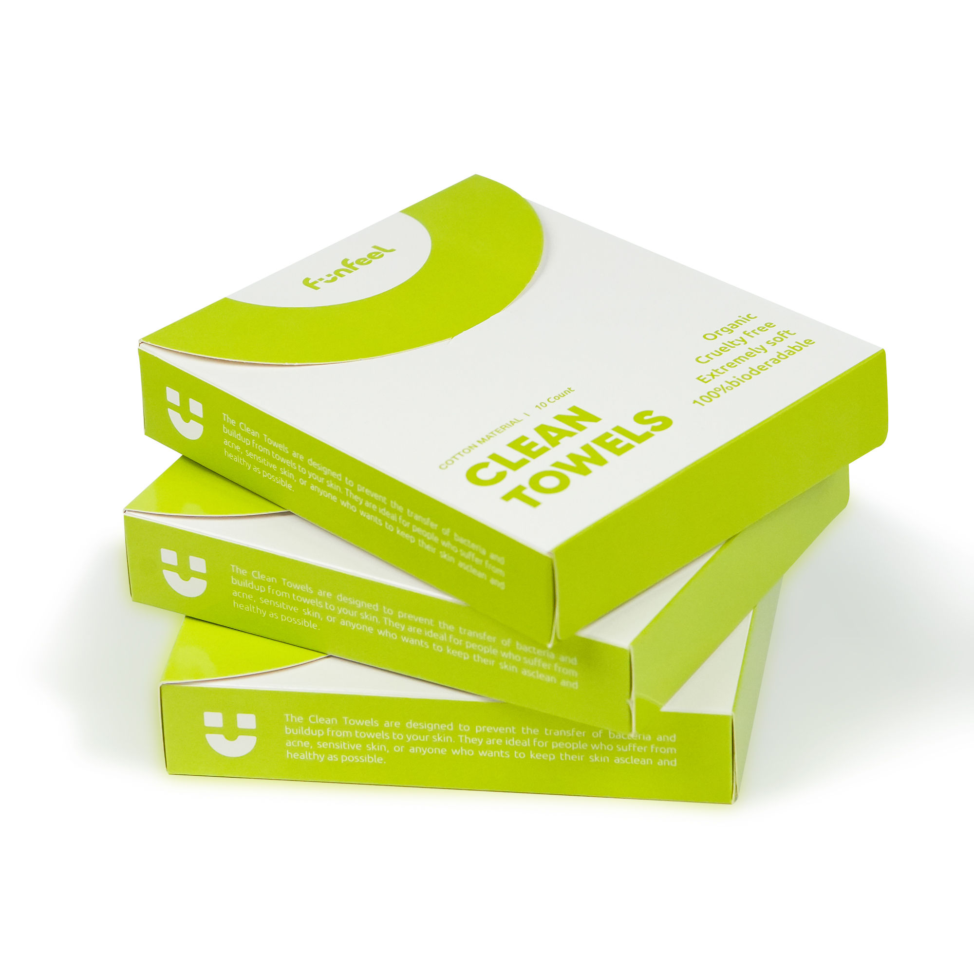 Funfeel Cotton Clean Towels 100 Biobased, Disposable Face Towels for