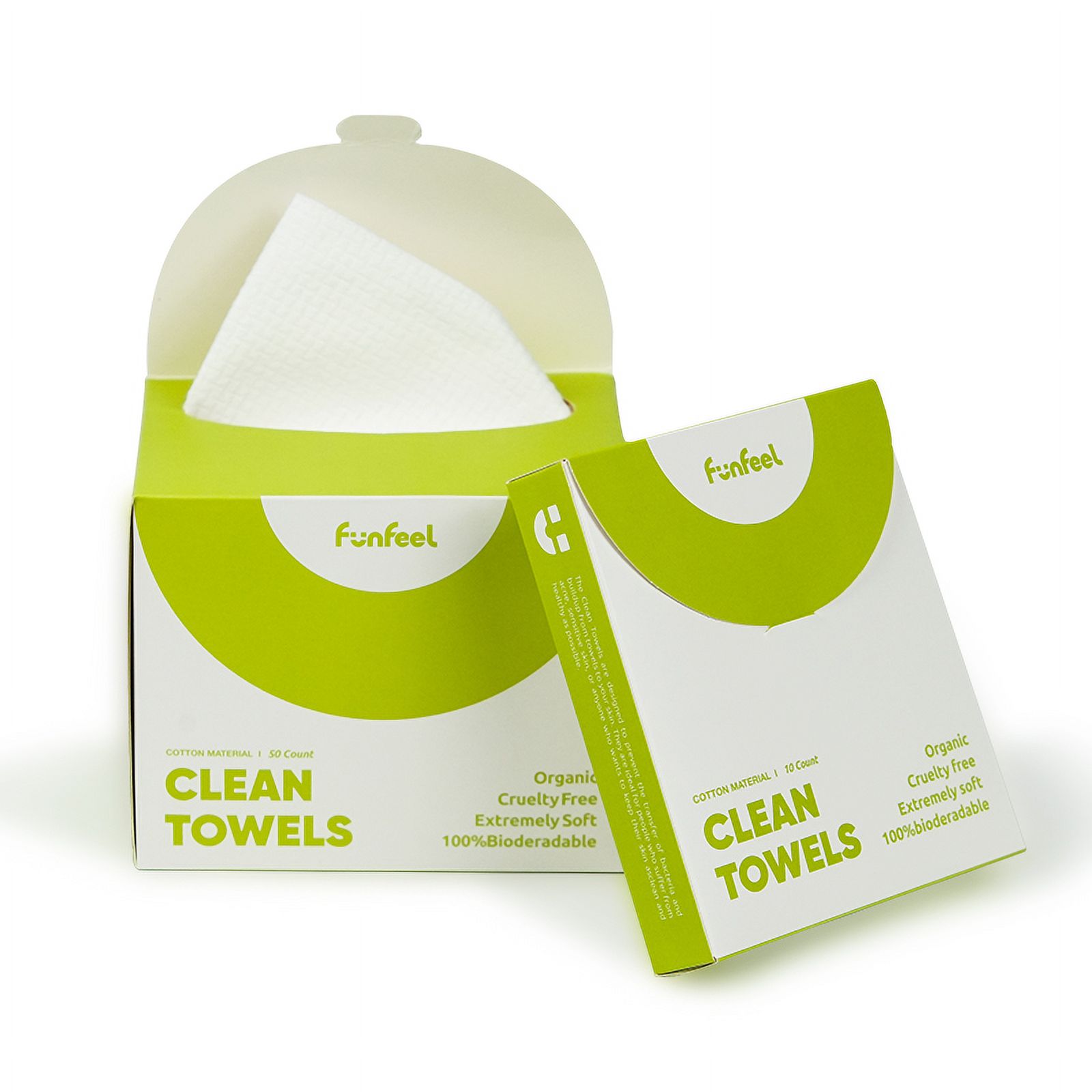 Funfeel Cotton Clean Towels 100 Biobased, Disposable Face Towels for