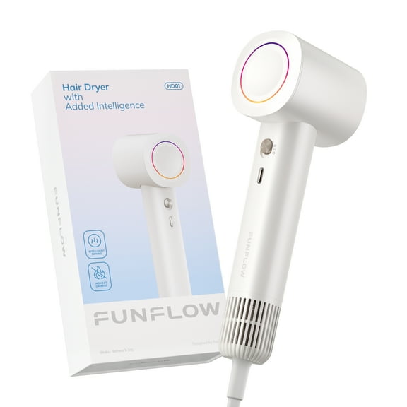 Funflow AI Smart Ionic Hair Dryer, 110,000 RPM with Zone Specific Temperature Control, 0.64lb Ultra Lightweight Design & 600 Million Negative Ions Perfect Gift for Friends & Family