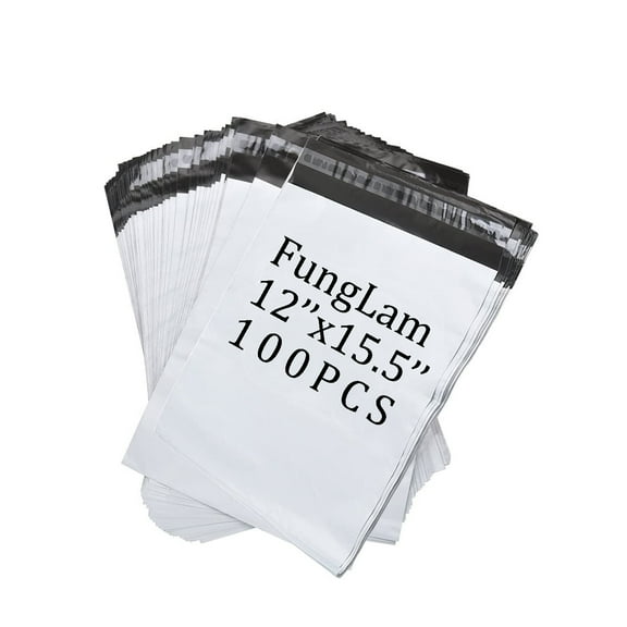 FungLam 100pcs Poly Mailer 12x15.5 Envelope Plastic Shipping Bags, Packaging Bags for Small Business