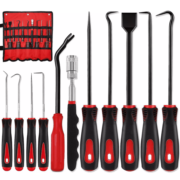 FungLam 11 PCS Precision Pick & Hook Set with Scraper and Magnetic Telescoping Tool Kit for Remove Automotive Electronics Maintenance Hoses Gasket Hand Pick Up Tools