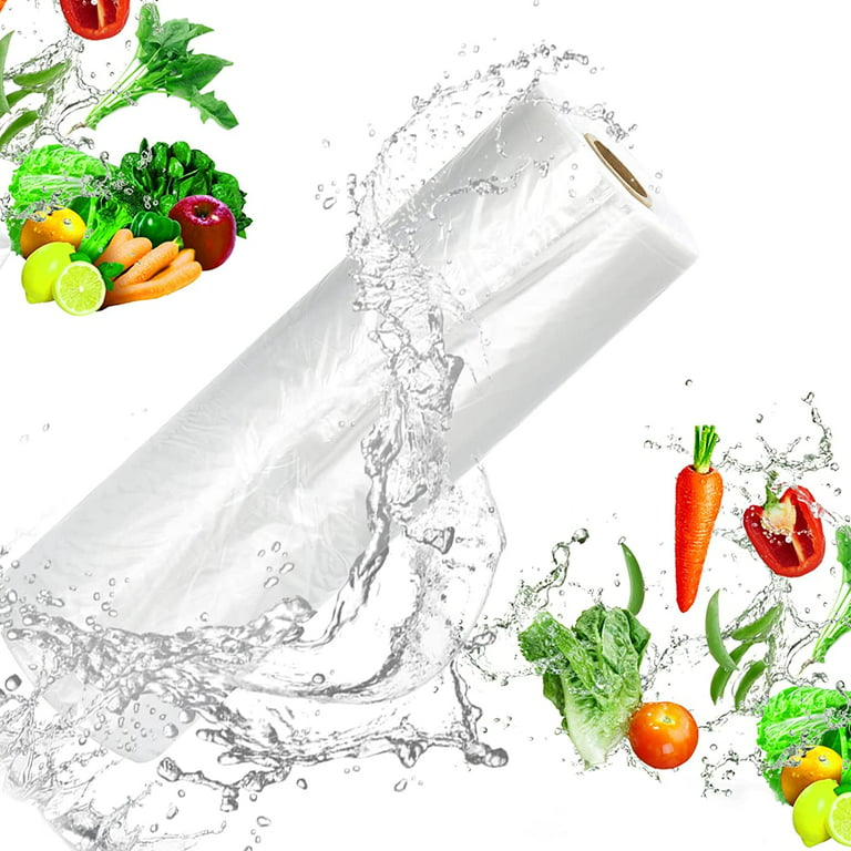Produce Bags Roll - 12x16 Inches, Clear Food Storage Bags for