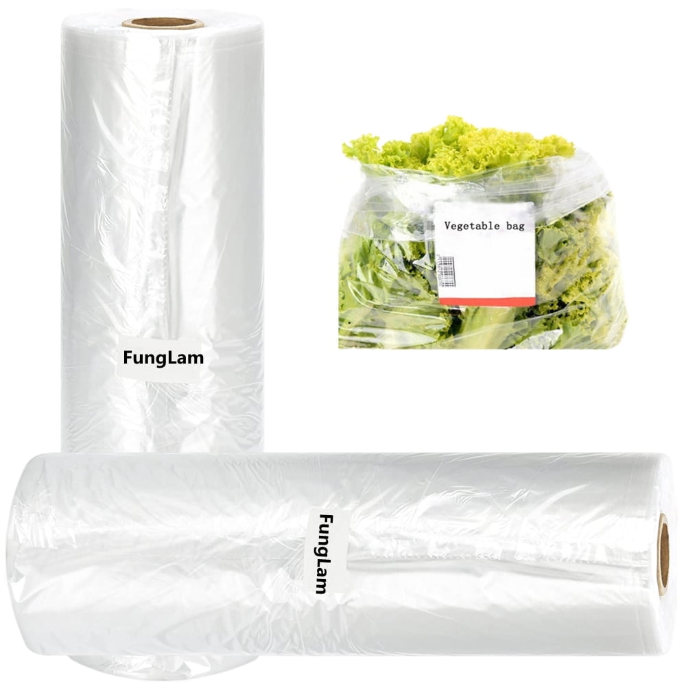 Food Grade Storage Bags Bulk 2 Rolls Clear Produce Bags - 12x16 Inch Food Grade Plastic Bags, 350 Bags Per Roll Kitchen Roll Bags - Foto 11