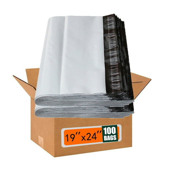 FungLam 19 x 24 Inch Large Poly Mailers 100 Pcs Grey Self Adhesive Shipping Bags for Clothing, Waterproof and Tear-Proof Postage Postal Envelopes