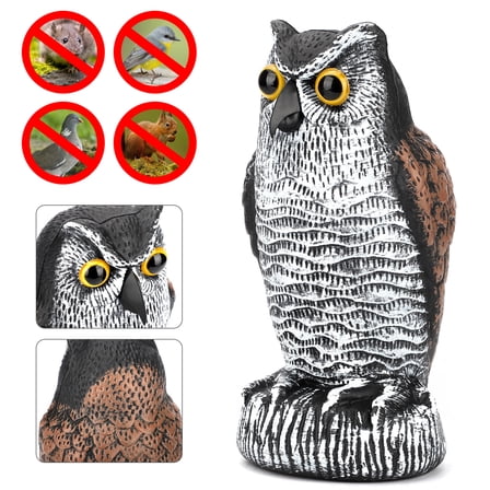 FungLam 1Pack Owl Decoy Statue Protect Garden Yard Scare Birds Away Pigeon Repellent Scarecrow