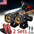 thumbnail image 1 of FungLam  2 Sets USB Rechargeable LED Bicycle Headlight Bike Front Rear Lamp Cycling Light, 1 of 11