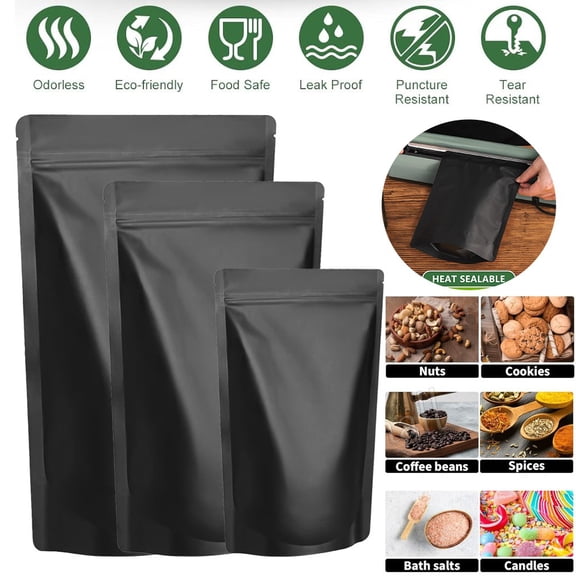 FungLam 200Pack 3.5X5.1in/9x13cm Matte Mylar Zip Lock Pouches Food Grade Resealable Stand Up Candy Bags
